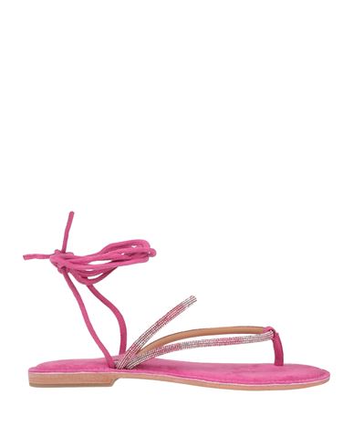 Cb Fusion Woman Thong Sandal Fuchsia Size 7 Leather In Pink