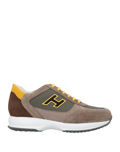 Hogan Man Sneakers Khaki Size 9 Leather, Textile Fibers In Beige