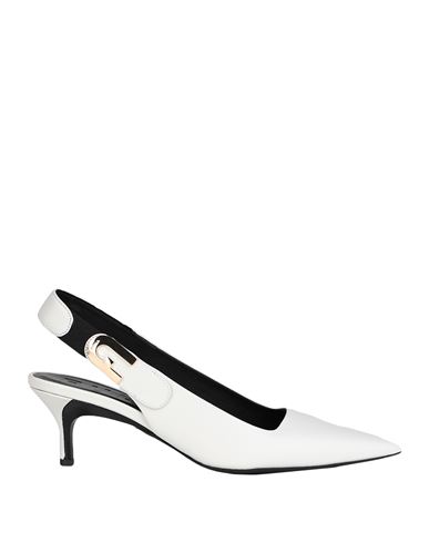 Furla Sign Slingback T.50 Woman Pumps Light Grey Size 8 Leather, Polyester