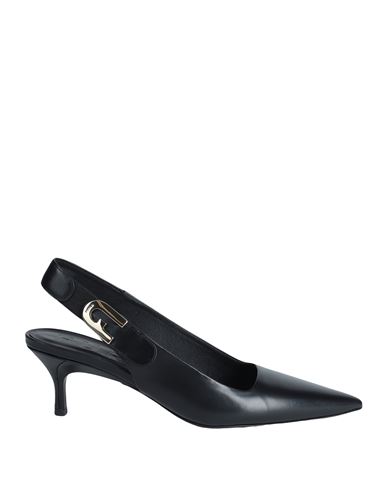 Furla Sign Slingback T.50 Woman Pumps Black Size 8 Leather, Polyester