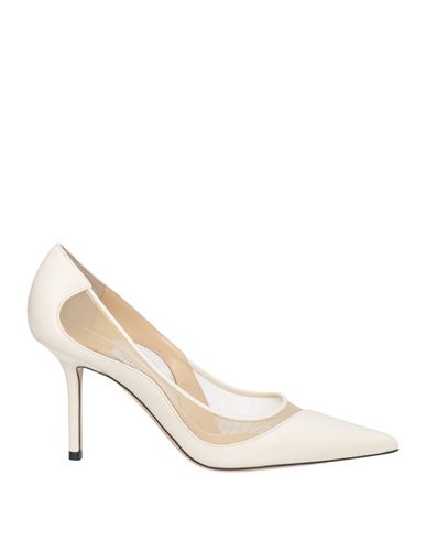Jimmy Choo Woman Pumps Ivory Size 8 Leather, Textile Fibers In White