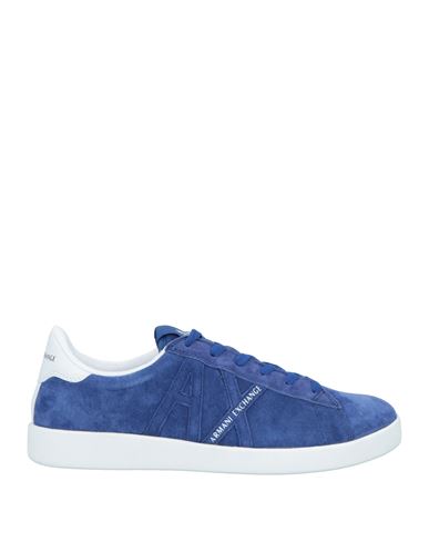 Armani Exchange Man Sneakers Bright Blue Size 7 Pigskin, Polyester, Polyurethane Coated