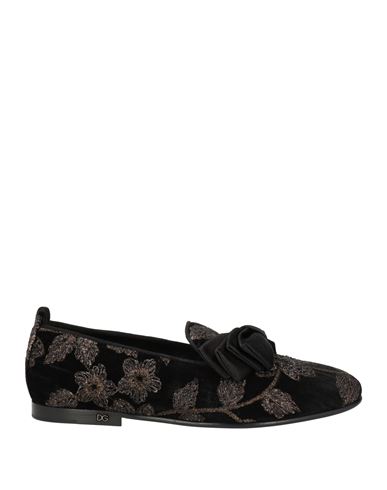 Dolce & Gabbana Man Loafers Black Size 8.5 Polyester, Cotton, Nylon, Silk, Viscose