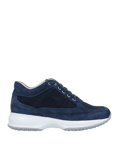 Hogan Woman Sneakers Navy Blue Size 7.5 Leather, Textile Fibers