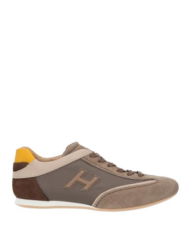 Shop Hogan Man Sneakers Dove Grey Size 7 Textile Fibers, Calfskin