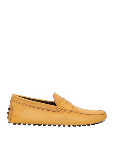 Tod's Man Loafers Ocher Size 9 Leather In Yellow