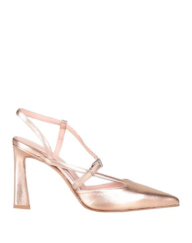 Anna F . Woman Pumps Rose Gold Size 11 Leather
