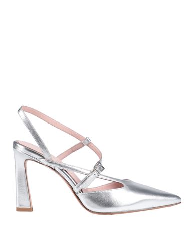 Anna F . Woman Pumps Silver Size 8 Leather