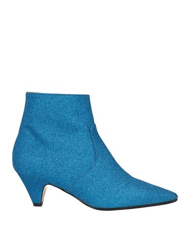 Shop Anna F . Woman Ankle Boots Azure Size 8 Leather In Blue
