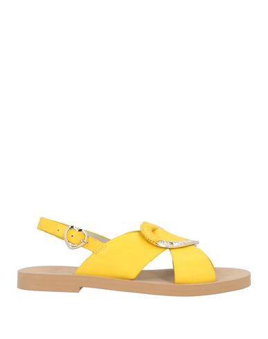 Love Moschino Woman Sandals Yellow Size 11 Calfskin