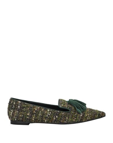 Zanfrini Cantù Woman Loafers Military Green Size 8 Textile Fibers