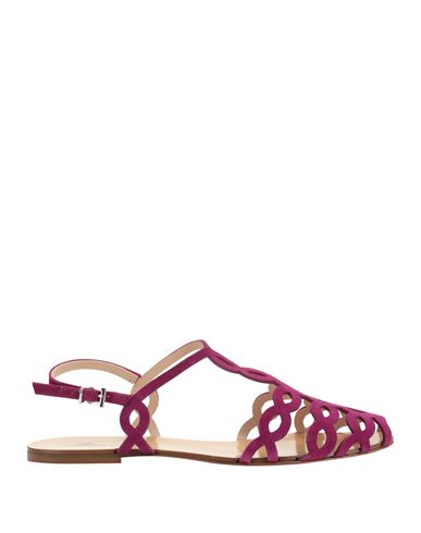 Anna F . Woman Sandals Magenta Size 11 Leather