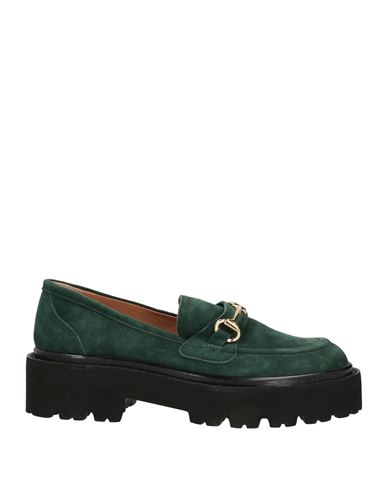 Alessandra Peluso Woman Loafers Dark Green Size 9 Leather