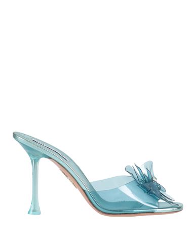 Shop Aquazzura Woman Sandals Azure Size 8.5 Polyvinyl Butyral In Blue