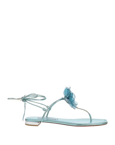 Aquazzura Woman Thong Sandal Turquoise Size 8 Leather In Blue