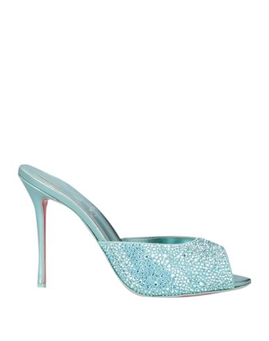 Christian Louboutin Woman Sandals Turquoise Size 8.5 Leather In Blue