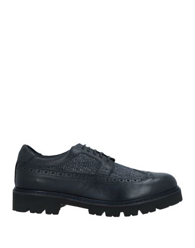 Baldinini Man Lace-up Shoes Midnight Blue Size 9 Leather, Textile Fibers