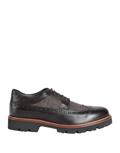 Baldinini Man Lace-up Shoes Dark Brown Size 9 Leather, Textile Fibers