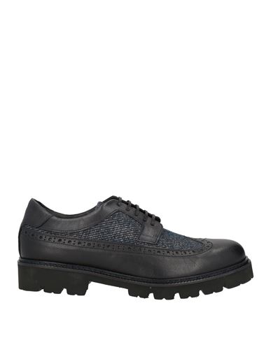 Baldinini Man Lace-up Shoes Black Size 8 Leather, Textile Fibers