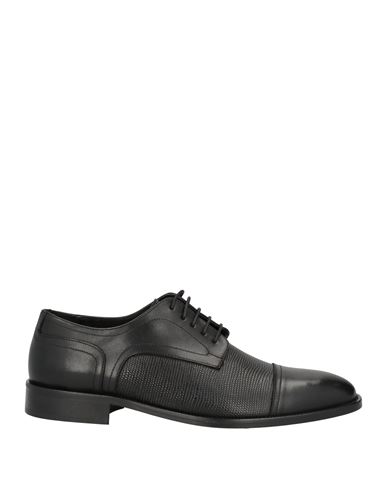 Baldinini Man Lace-up Shoes Black Size 9 Leather