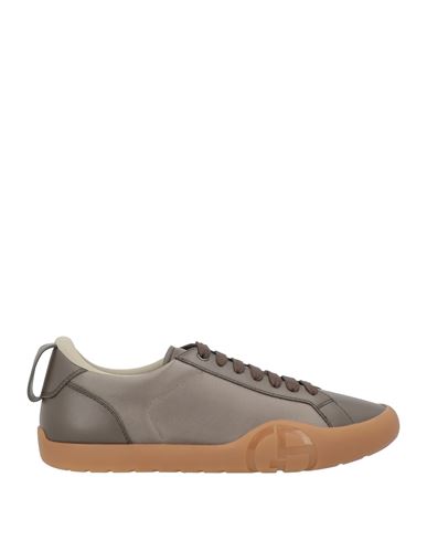 Giorgio Armani Man Sneakers Dark Brown Size 8 Polyamide, Calfskin