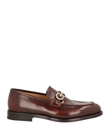 Ferragamo Gancini-buckle Leather Loafers In Brown
