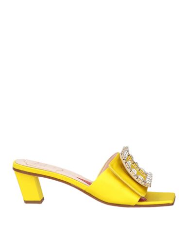 Roger Vivier Woman Sandals Yellow Size 8 Textile Fibers In Yellow