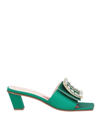 Roger Vivier Woman Sandals Emerald Green Size 5 Textile Fibers In Green