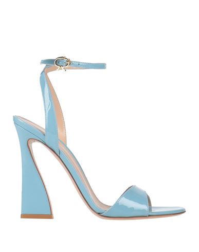 Shop Gianvito Rossi Woman Sandals Sky Blue Size 6.5 Leather