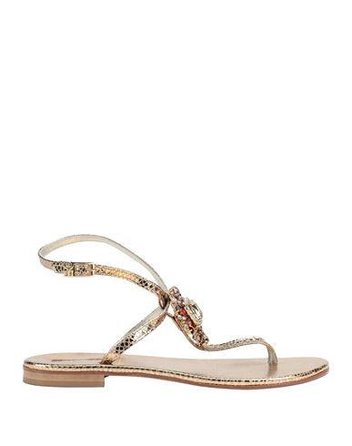 Emanuela Caruso Capri Woman Thong Sandal Gold Size 9 Leather