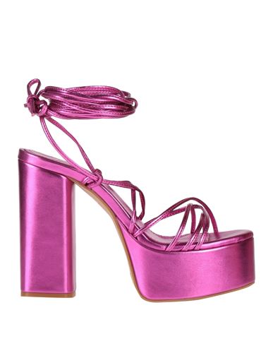 Tsakiris Mallas Woman Sandals Fuchsia Size 6 Textile Fibers In Pink