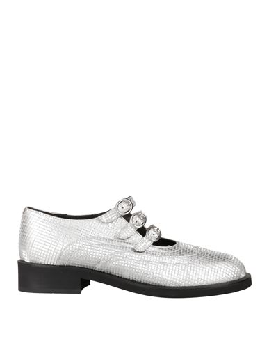 Emporio Armani Woman Ballet Flats Silver Size 10.5 Textile Fibers