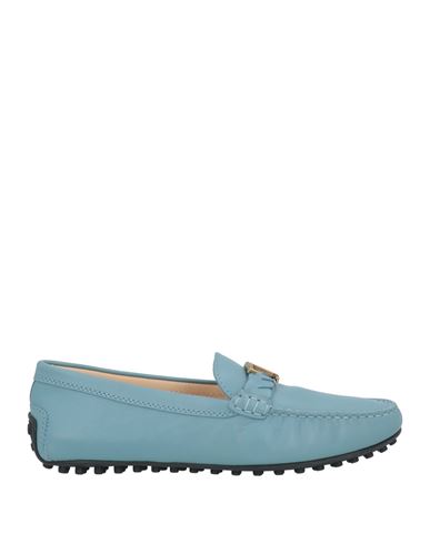 TOD'S TOD'S WOMAN LOAFERS LIGHT BLUE SIZE 5 CALFSKIN 