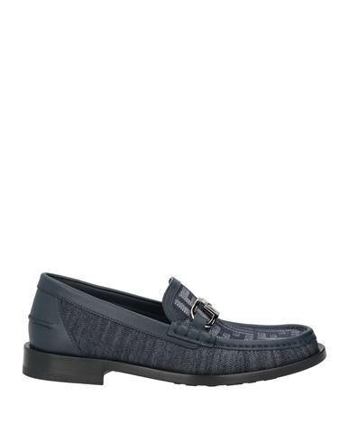 Shop Fendi Man Loafers Midnight Blue Size 6.5 Calfskin, Textile Fibers