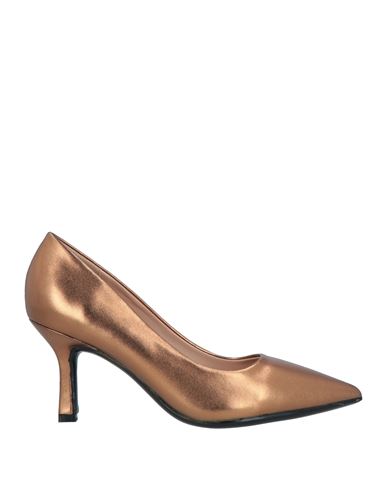 Francesco Milano Woman Pumps Bronze Size 8 Leather In Yellow