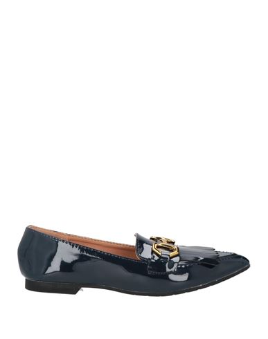 Francesco Milano Woman Loafers Navy Blue Size 8 Leather