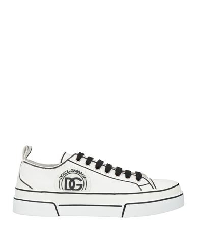 Dolce & Gabbana Man Sneakers White Size 10.5 Cotton, Calfskin