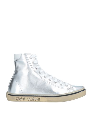 Saint Laurent Man Sneakers Silver Size 7 Leather