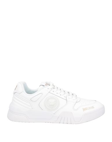 Just Cavalli Woman Sneakers White Size 7.5 Leather, Polyurethane