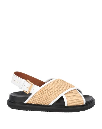 Marni Raffia And Leather Criss-cross Fussbett Sandal In White