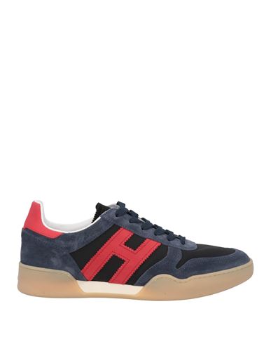 Shop Hogan Man Sneakers Navy Blue Size 7 Leather, Textile Fibers