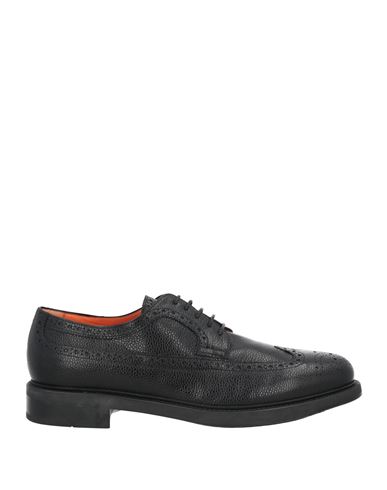 Santoni Man Lace-up Shoes Black Size 8.5 Leather In Black