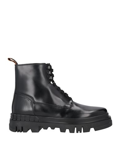 Santoni Man Ankle Boots Black Size 9 Leather In Black