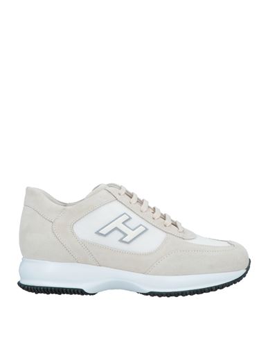 Shop Hogan Man Sneakers Beige Size 9 Leather, Textile Fibers