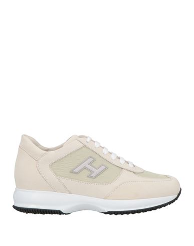 Hogan Man Sneakers Cream Size 9 Leather, Textile Fibers In Neutral