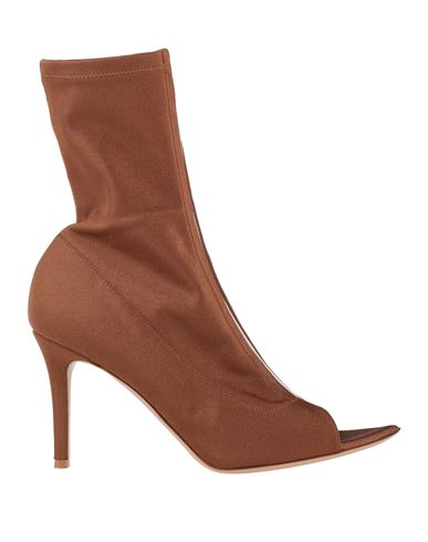 GIANVITO ROSSI GIANVITO ROSSI WOMAN ANKLE BOOTS BROWN SIZE 7.5 TEXTILE FIBERS, PLASTIC 