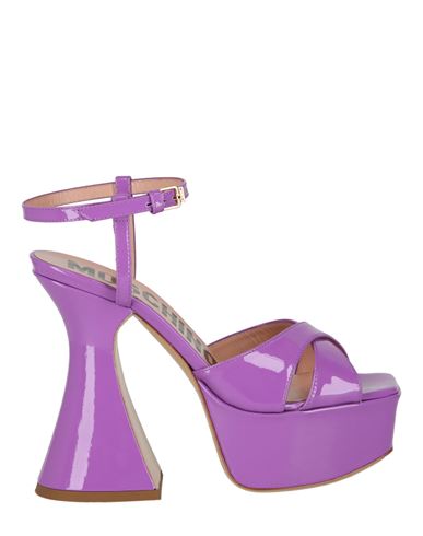 Shop Moschino Patent Leather Platform Heeled Sandals Woman Sandals Purple Size 8 Leather