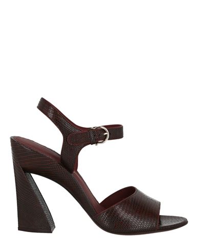Ferragamo Aede Lizard Embossed Heel Sandal Woman Sandals Brown Size 9.5 Tanned Leather