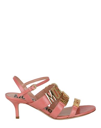 Shop Moschino Degrade Metal Logo Heeled Sandals Woman Sandals Pink Size 8 Leather