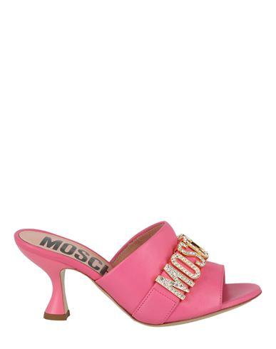 Shop Moschino Logo Embellished Heel Sandal Woman Sandals Pink Size 8 Cowhide